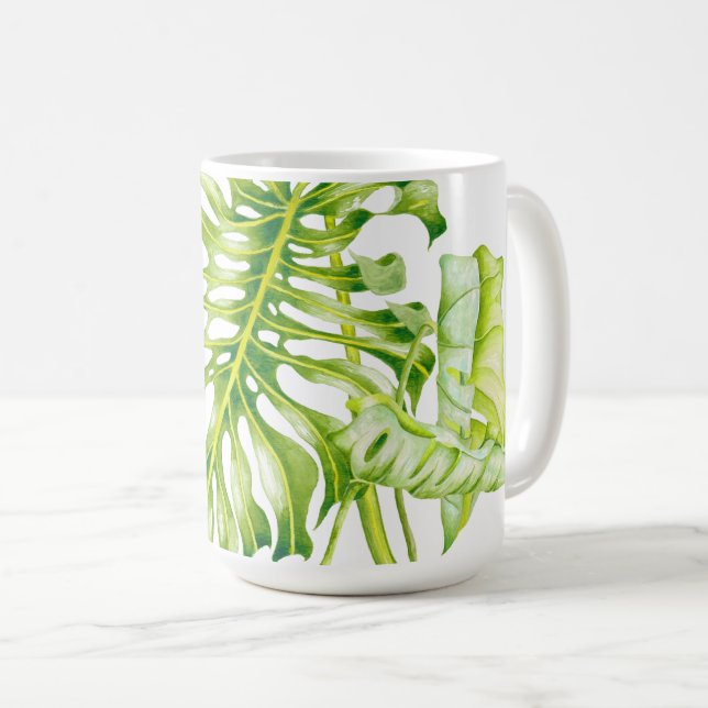 Blätterskulpturen auf einer klassischen Tasse (A) (VorderseiteRechts)