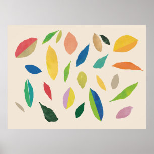 Blattfall-Creme-Wandkunst-Druck Poster