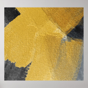 Blattgold, abstrakte schwarze Ausführung Poster