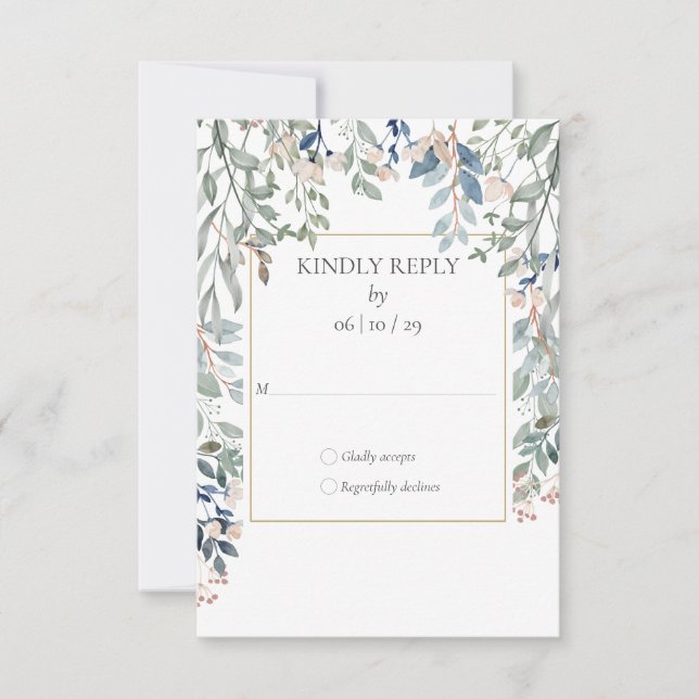 Blattgold geometrische Hochzeit RSVP Karte (Vorderseite)