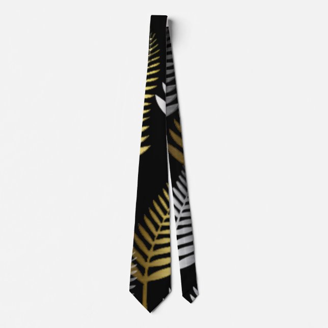 Blattgold Silber Neck Tie Krawatte (Vorderseite)