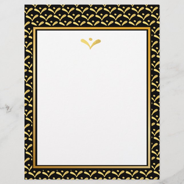 Blattgold und schwarze Folie Briefbogen (Vorderseite)