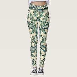 Blattgrün Vintages arabisches botanisches Muster Leggings