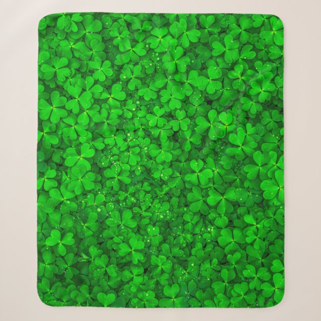 Blattklee grüne Kleeblatt Sherpadecke (Vorderseite)