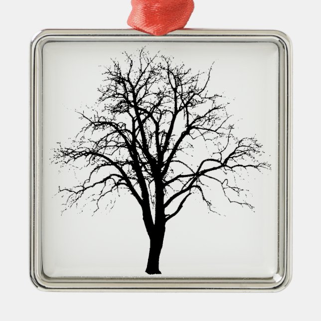 Blattloser Baum in der Winter-Silhouette Ornament Aus Metall (Vorne)