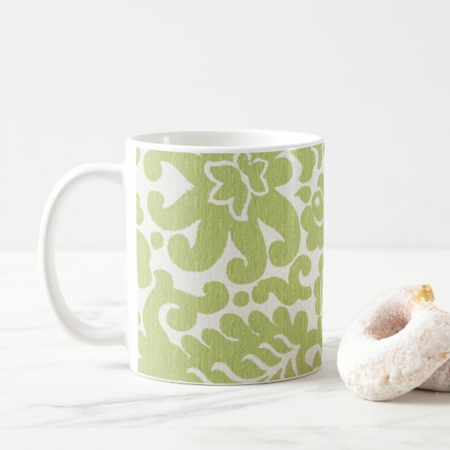 Blattmuster bedruckte grüne Tasse (Mit Donut)