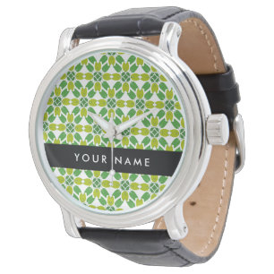 Blattmuster, grüne Blätter, Ihr Name Armbanduhr