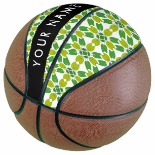 Blattmuster, grüne Blätter, Ihr Name Basketball