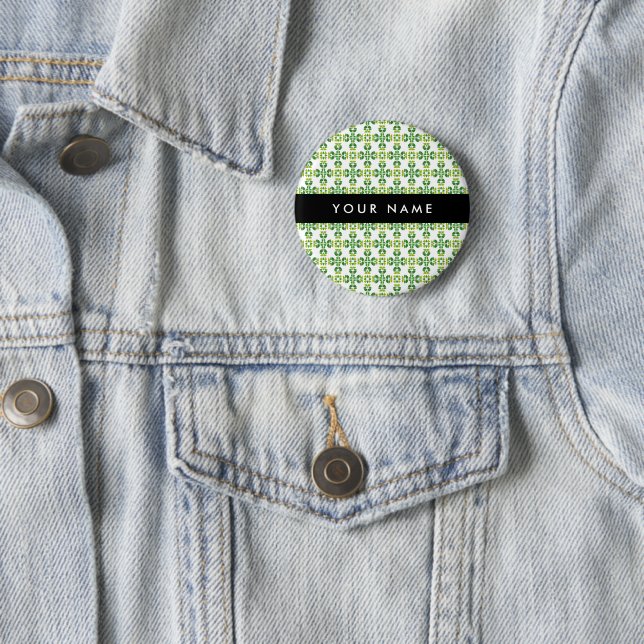 Blattmuster, grüne Blätter, Ihr Name Button (Beispiel)