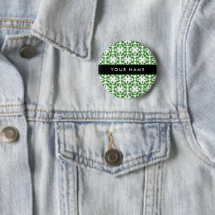 Blattmuster, grüne Blätter, Ihr Name Button