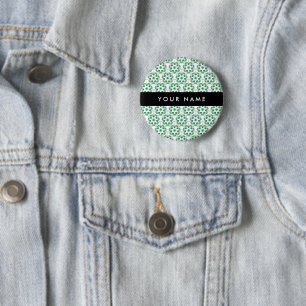 Blattmuster, grüne Blätter, Ihr Name Button