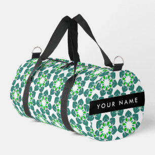 Blattmuster, grüne Blätter, Ihr Name Duffle Bag