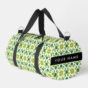 Blattmuster, grüne Blätter, Ihr Name Duffle Bag