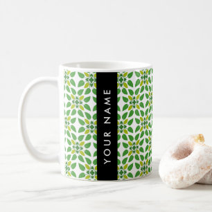 Blattmuster, grüne Blätter, Ihr Name Kaffeetasse