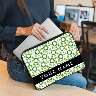 Blattmuster, grüne Blätter, Ihr Name Laptopschutzhülle