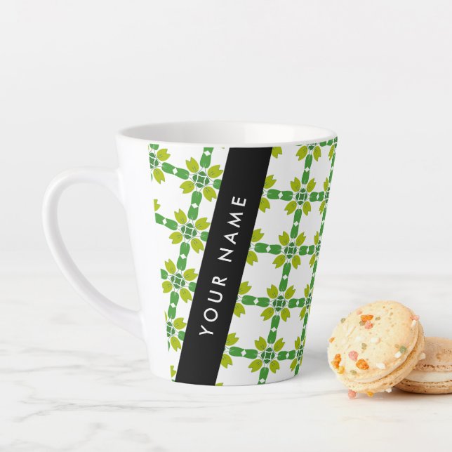Blattmuster, grüne Blätter, Ihr Name Milchtasse (Beispiel)