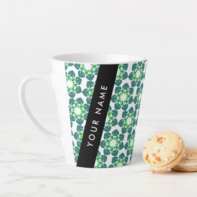 Blattmuster, grüne Blätter, Ihr Name Milchtasse (Beispiel)