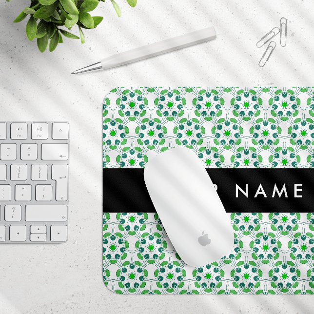 Blattmuster, grüne Blätter, Ihr Name Mousepad (Von Creator hochgeladen)