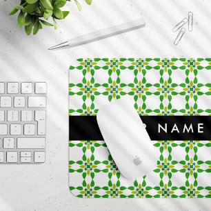 Blattmuster, grüne Blätter, Ihr Name Mousepad