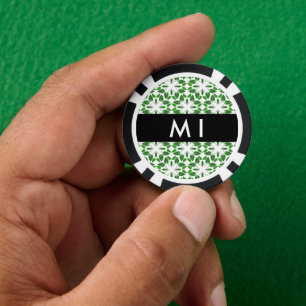Blattmuster, grüne Blätter, Ihr Name Pokerchips