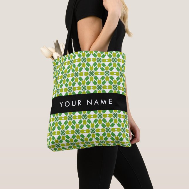 Blattmuster, grüne Blätter, Ihr Name Tasche (Von Nahem)