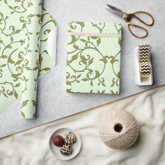 Blattmuster mit Olivenblättern Geschenkpapier (Kunsthandwerk)