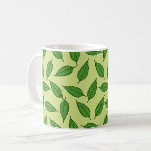 Blattmuster, Muster aus Blättern, Frühlingsblätter Kaffeetasse