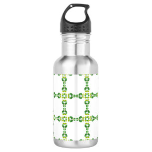 Blattmuster, Muster aus Blättern, grüne Blätter Edelstahlflasche