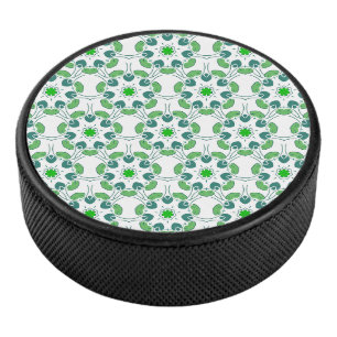 Blattmuster, Muster aus Blättern, grüne Blätter Eishockey Puck
