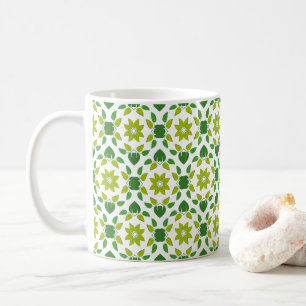 Blattmuster, Muster aus Blättern, grüne Blätter Kaffeetasse