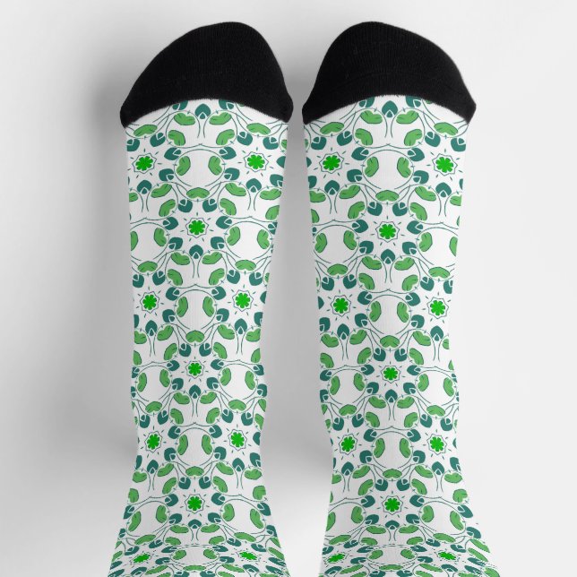 Blattmuster, Muster aus Blättern, grüne Blätter Socken (Oben)