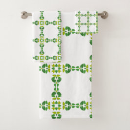 Blattmuster, Muster von Blätter, grüne Blätter Badhandtuch Set