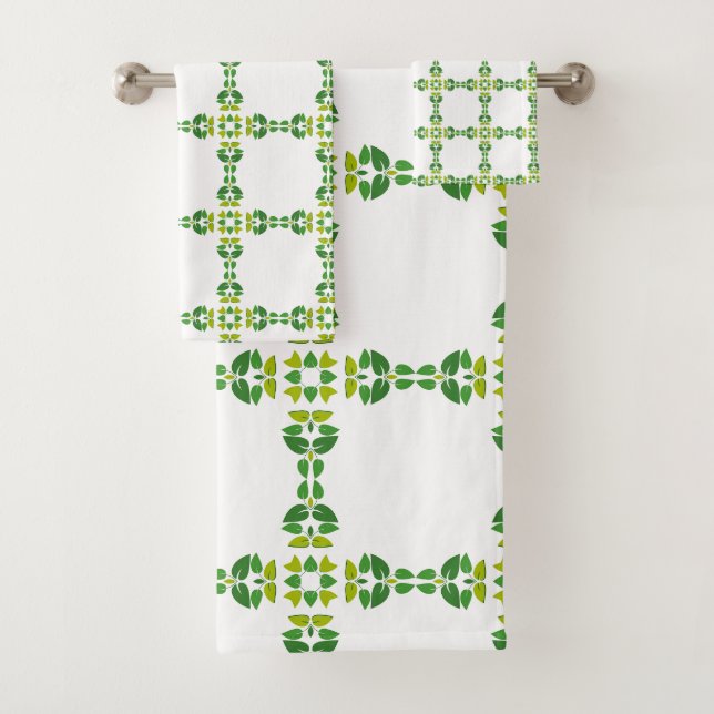 Blattmuster, Muster von Blätter, grüne Blätter Badhandtuch Set (Insitu)