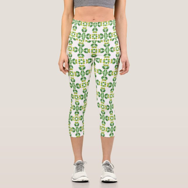 Blattmuster, Muster von Blätter, grüne Blätter Capri Leggings (Vorderseite)