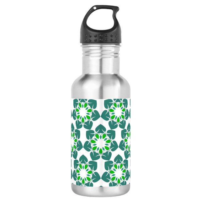 Blattmuster, Muster von Blätter, grüne Blätter Edelstahlflasche (Vorderseite)