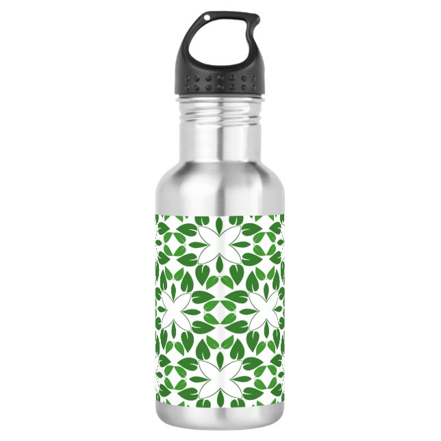 Blattmuster, Muster von Blätter, grüne Blätter Edelstahlflasche (Vorderseite)