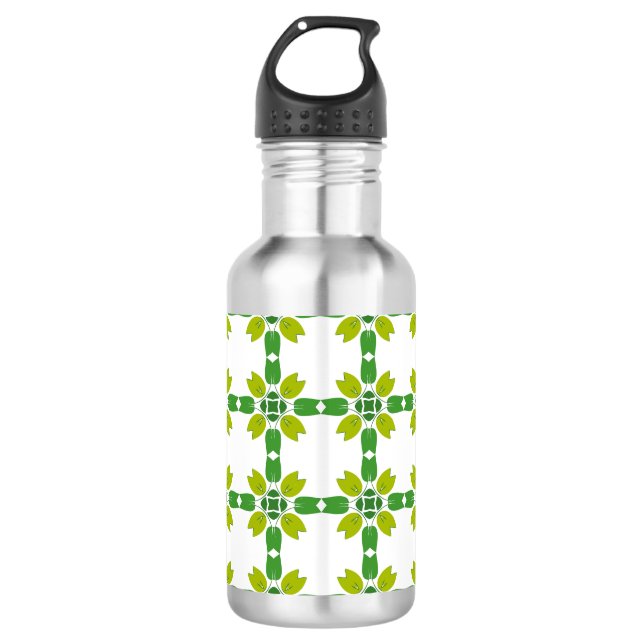 Blattmuster, Muster von Blätter, grüne Blätter Edelstahlflasche (Vorderseite)