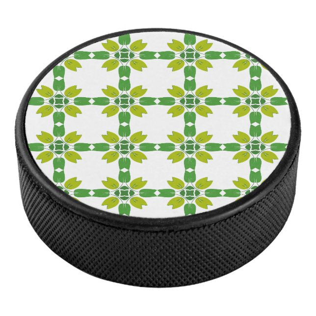 Blattmuster, Muster von Blätter, grüne Blätter Eishockey Puck (3/4)