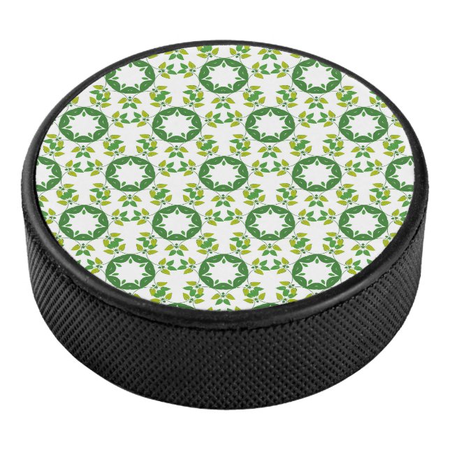 Blattmuster, Muster von Blätter, grüne Blätter Eishockey Puck (3/4)