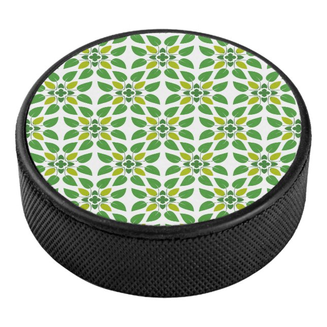 Blattmuster, Muster von Blätter, grüne Blätter Eishockey Puck (3/4)