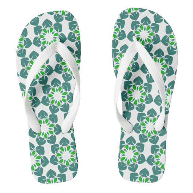 Blattmuster, Muster von Blätter, grüne Blätter Flip Flops (Fußbett)
