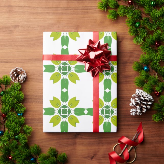 Blattmuster, Muster von Blätter, grüne Blätter Geschenkpapier (Feiertagsgeschenk)