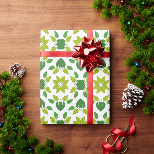 Blattmuster, Muster von Blätter, grüne Blätter Geschenkpapier (Feiertagsgeschenk)