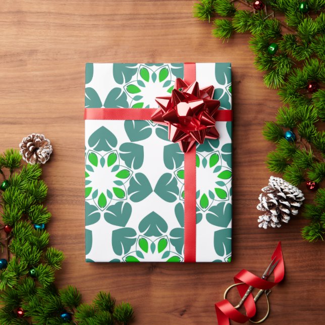 Blattmuster, Muster von Blätter, grüne Blätter Geschenkpapier (Feiertagsgeschenk)
