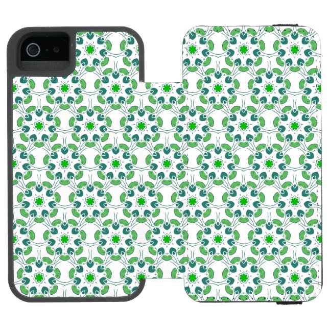 Blattmuster, Muster von Blätter, grüne Blätter Incipio iPhone Geldbeutel-Hülle (Folio Geöffnet)
