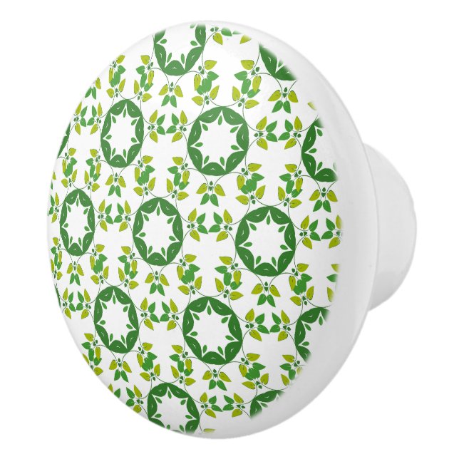 Blattmuster, Muster von Blätter, grüne Blätter Keramikknauf (Rechts)