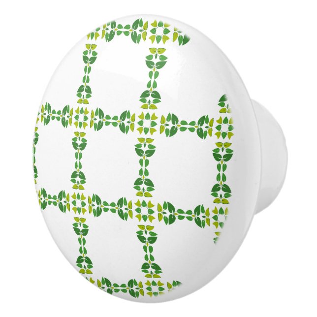 Blattmuster, Muster von Blätter, grüne Blätter Keramikknauf (Rechts)