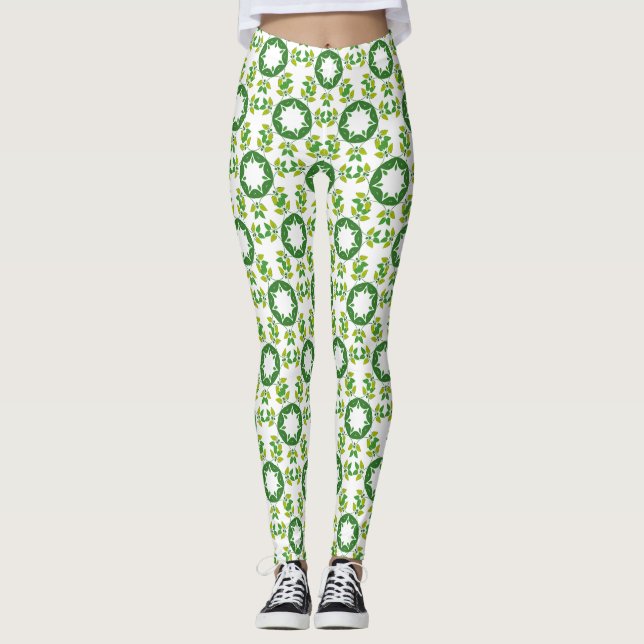 Blattmuster, Muster von Blätter, grüne Blätter Leggings (Vorderseite)