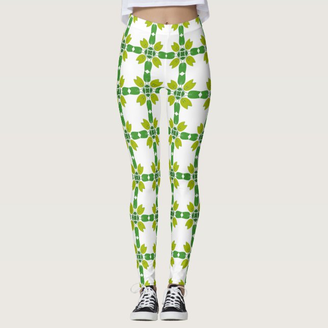 Blattmuster, Muster von Blätter, grüne Blätter Leggings (Vorderseite)