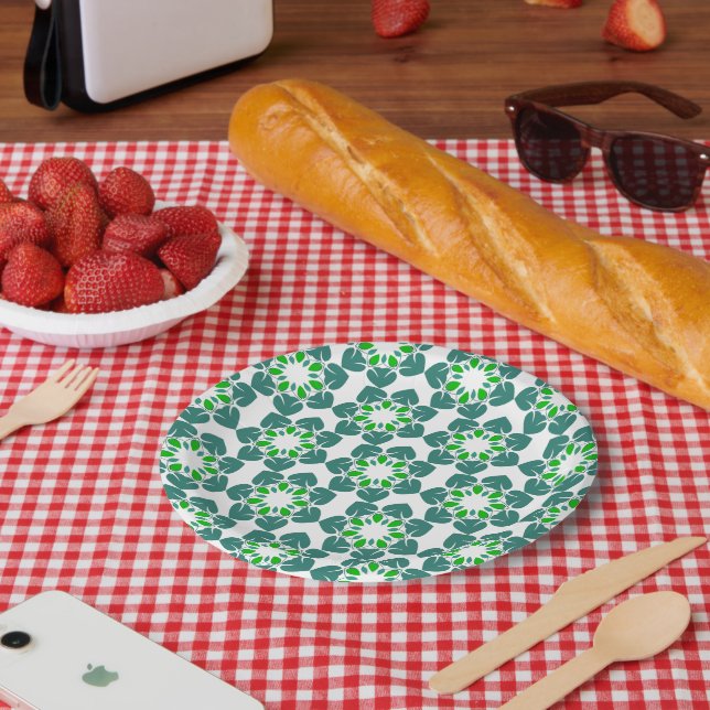 Blattmuster, Muster von Blätter, grüne Blätter Pappteller (Picknick)